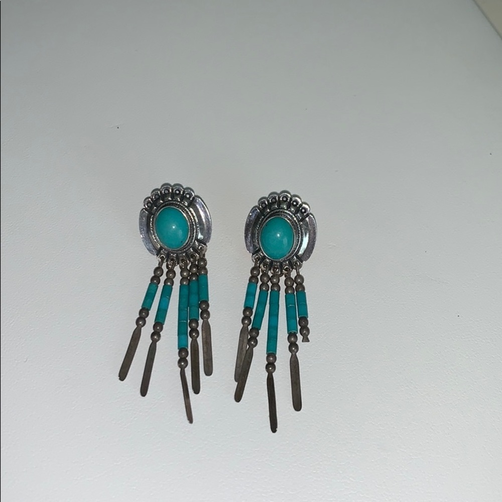 Vintage Navajo STC Sterling &Turquoise Earrings